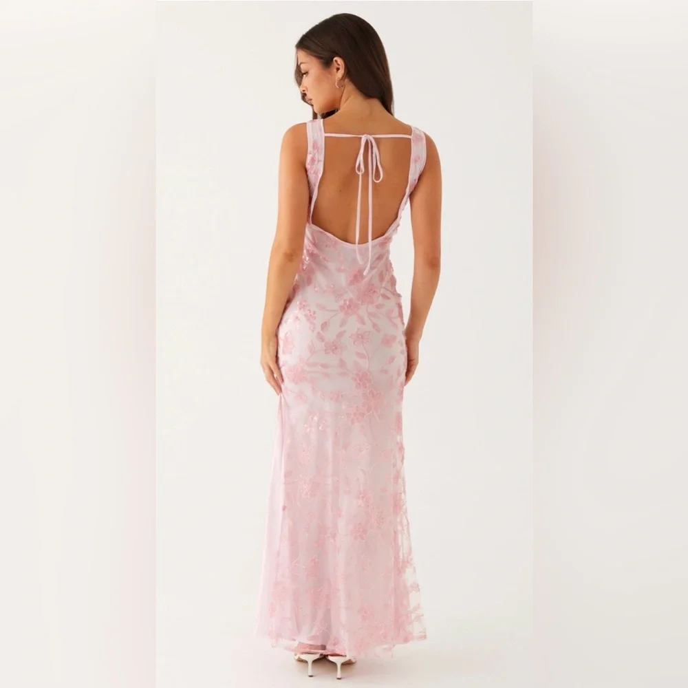Pink & white beaded and embroidered Maxi Dress peppermayo - Picture 3 of 3